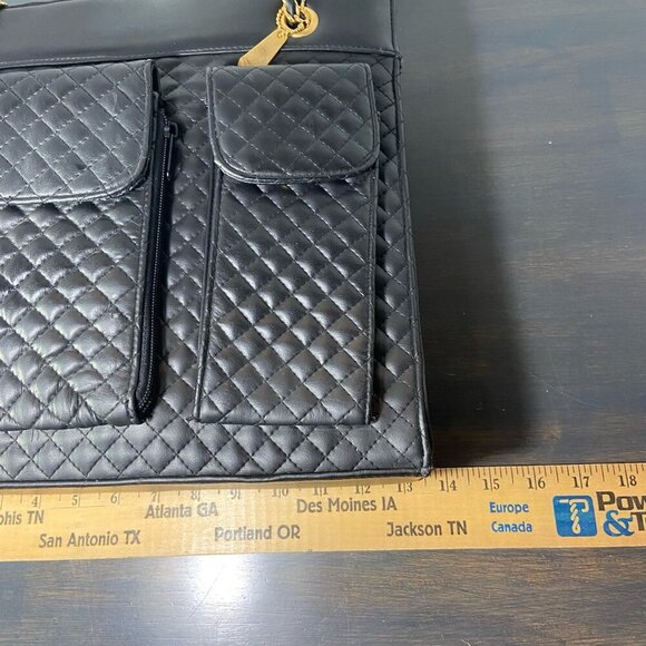 Vintage Evan-Picone Quilted Black Chain Strap Tote - NWOT - Picture 4 of 16